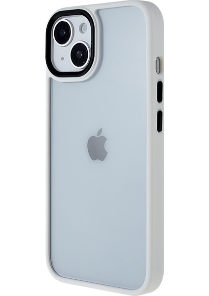 Apple iPhone 14 Telefon Kasası 6.1 Inç Şok Geçirmez Pc+Tpu Kapak Metal Kamera Lens Çerçeve Metal Düğmeleri Cep Telefonu Kasa-Beyaz (Yurt Dışından) modelleri
