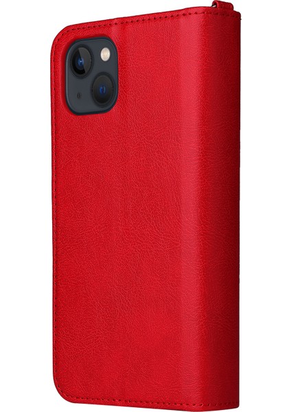 Apple iPhone 13 Telefon Kasası Için Çıkarılabilir 2'si 1 Arada Tasarım Pu Deri Tpu Telefon Kaplama Kasa Cüzdan Standı Kabuğu 6.1 Inç-Kırmızı (Yurt Dışından) modelleri