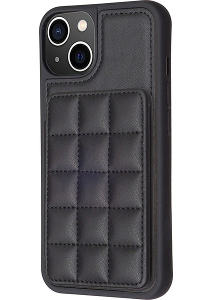 Apple iPhone 13/14 Pu Deri Kaplamalı Tpu Kapak Kart Yuvaları Kickstand Telefon Case-Black (Yurt Dışından)