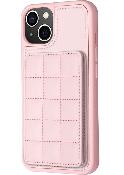 Apple iPhone 13/14 Pu Deri Kaplamalı Tpu Kapak Kart Yuvaları Kickstand Telefon Vaka-Pembe (Yurt Dışından)