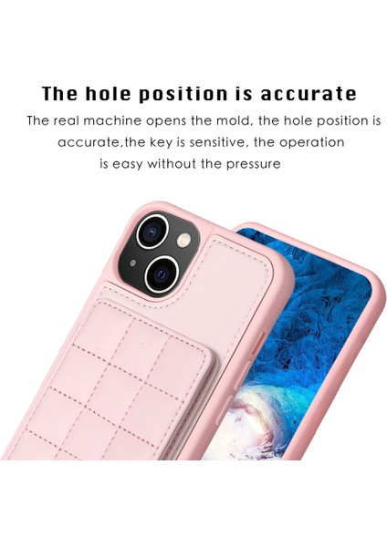Apple iPhone 13/14 Pu Deri Kaplamalı Tpu Kapak Kart Yuvaları Kickstand Telefon Vaka-Pembe (Yurt Dışından) modelleri