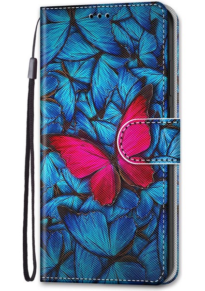 Desen Baskı Pu Deri Deri Stand Cüzdan Kasa Telefon Kapağı Apple iPhone 13 6.1 Inç-Kırmızı (Yurt Dışından) modelleri