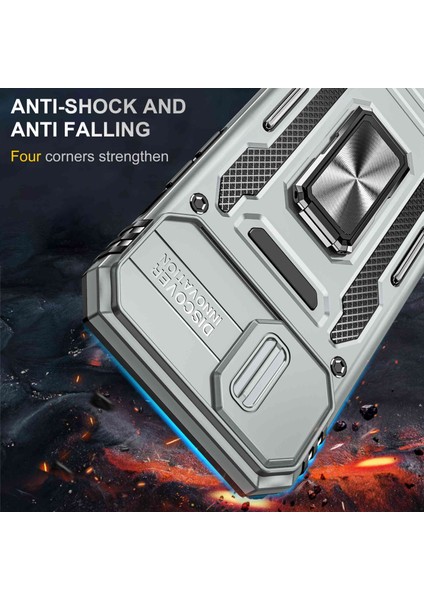 Apple iPhone 13 Telefon Kılıfı Için 6.1 Inç Yüzük Kickstand Anti-Fall Vaka Kamera Kapağı Pc+Tpu Cep Telefonu Koruyucu Kapak Grey (Yurt Dışından) fiyatları