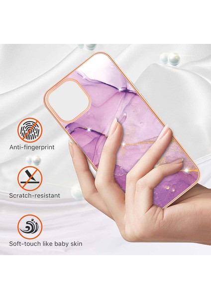 Imd Iml Mermer Desen Electroleating Yumuşak Tpu Telefon Kılıfı Apple iPhone 13 Için 6.1 Inç-Işık Moru (Yurt Dışından) fiyatları