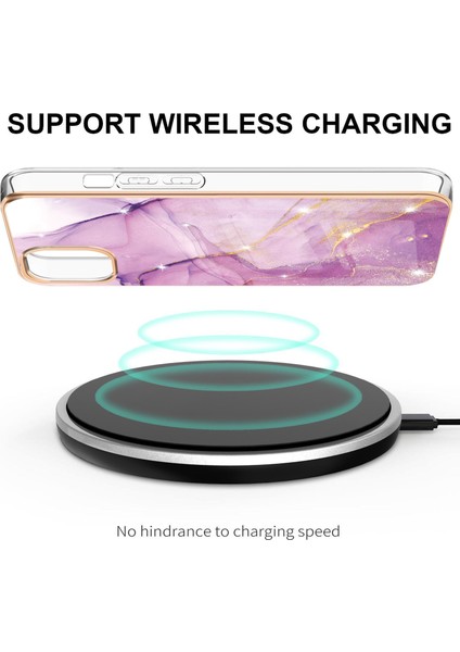 Imd Iml Mermer Desen Electroleating Yumuşak Tpu Telefon Kılıfı Apple iPhone 13 Için 6.1 Inç-Işık Moru (Yurt Dışından) modelleri