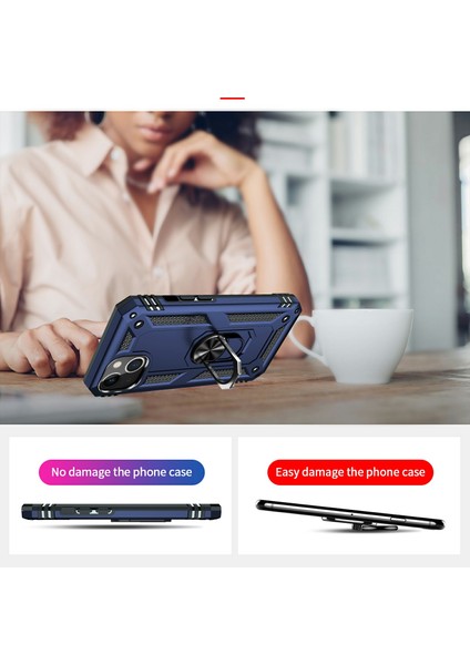 Apple iPhone 13 Telefon Kasası Araba Montaj Rotary Yüzüğü Kickstand Askeri Sınıf Pc Tpu Combo Kasa Şok Geçirmez Kapak 6.1 Inç-Mavi (Yurt Dışından) fiyatları