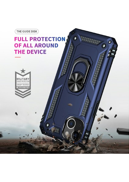 Apple iPhone 13 Telefon Kasası Araba Montaj Rotary Yüzüğü Kickstand Askeri Sınıf Pc Tpu Combo Kasa Şok Geçirmez Kapak 6.1 Inç-Mavi (Yurt Dışından) fırsatları