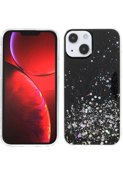 Apple iPhone 13 Telefon Kılıfı Için Sparkle Yıldızlı Gökyüzü Ince Işık Epoksi Anti Scratch Tpu Telefon Kılıfı Koruyucu 6.1 Inç-Black (Yurt Dışından)