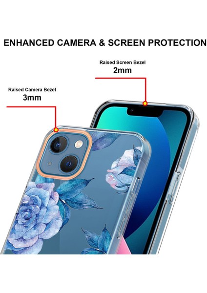 Apple iPhone 13 Telefon Kasası Için Çiçek Deseni Elektrapan Imd Iml Esnek Tpu Koruyucu Telefon Kılıfı Kapak 6.1 Inç-Mavi (Yurt Dışından) fırsatları