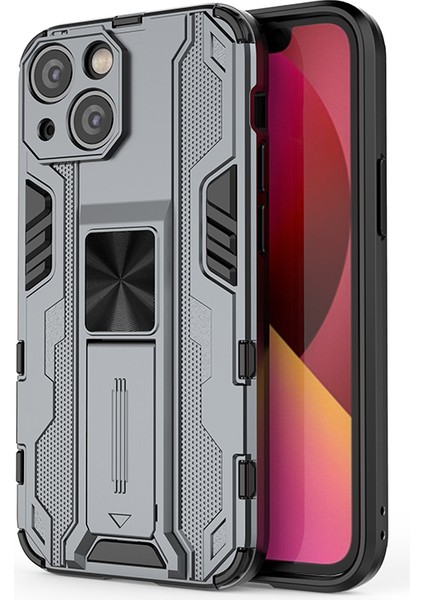 Apple iPhone 13 Telefon Kasası Için Test Edilmiş Zırh Şok Geçirmez Askeri Hard Pc+Tpu Tampon Hibrit Koruyucu Kapak Kickstand ile Telefon 13 6.1 Inç-Grey (Yurt Dışından)