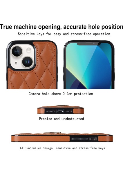 Apple iPhone 13 Telefon Kılıfı 6.1 Inç Pu Deri+Tpu Telefon Kılıfı Dikiş Rhombus Ring Tutucu Kickstand Telefon Kapak-Kahverengi (Yurt Dışından) fırsatları