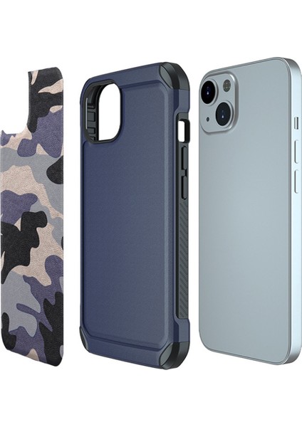 Apple iPhone 13 Telefon Kasası 6.1 Inç Çarpışma Önleyici Kamuflaj Deseni Pu Deri Kaplı Telefon Arka Kapağı Hava Yastığı Abs+Pc Koruyucu Kasa-Kahverengi (Yurt Dışından) fiyatları