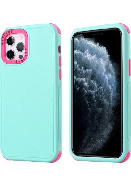 Apple iPhone 14 Telefon Kasası 6.1 Inç 3'ü 1 Arada Tpu+Pc Etkiye Dayanıklı Hibrid Kapak Tutkuk Köşeler Cep Telefonu Geri Dönüş Vaka Grey Yeşil Gül (Yurt Dışından)