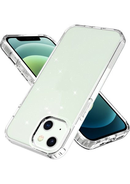 GW18 Glitter Powder Yumuşak Tpu Apple iPhone 13 Için Şeffaf Şok Geçirmez Telefon Kılıfı (Yurt Dışından)