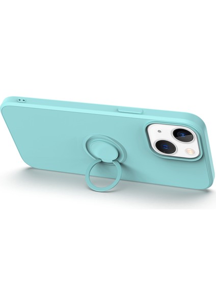 Apple iPhone 14 Telefon Kasası 6.1 Inç Cep Telefonu Kasası Manyetik Metal Tabaka Tasarım Yüzüğü Tutucu Kickstand Sıvı Silikon Telefon Kapağı Bilek Kayış Pembe (Yurt Dışından) fiyatları
