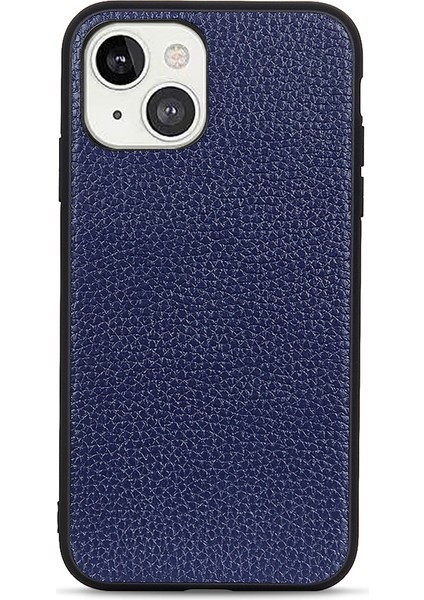 Litchi Skin Pc+Tpu Combo Apple iPhone 13 Için Orijinal Deri Kaplı Arka Kabuk 6.1 Inç-Mavi (Yurt Dışından)