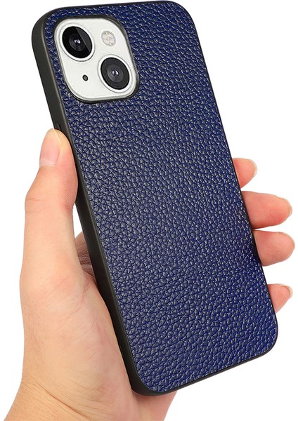 Litchi Skin Pc+Tpu Combo Apple iPhone 13 Için Orijinal Deri Kaplı Arka Kabuk 6.1 Inç-Mavi (Yurt Dışından) fırsatları