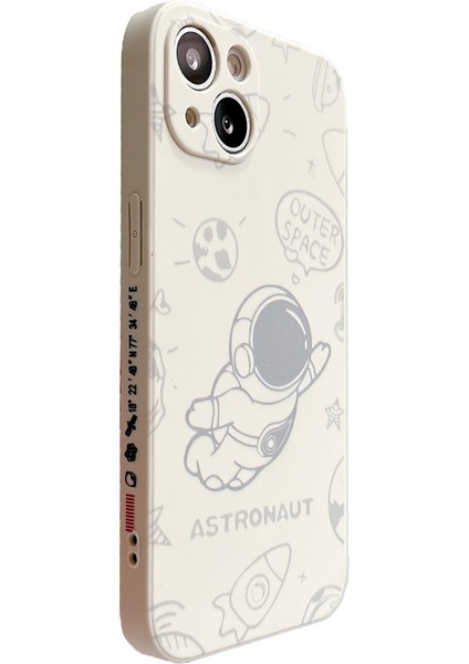 Apple iPhone 13 6.1 Inç Hassas Kesilmiş Telefon Kabuğu Kapak-Beyaz Için Telefon Kılıfı Astronot Deseni (Yurt Dışından)