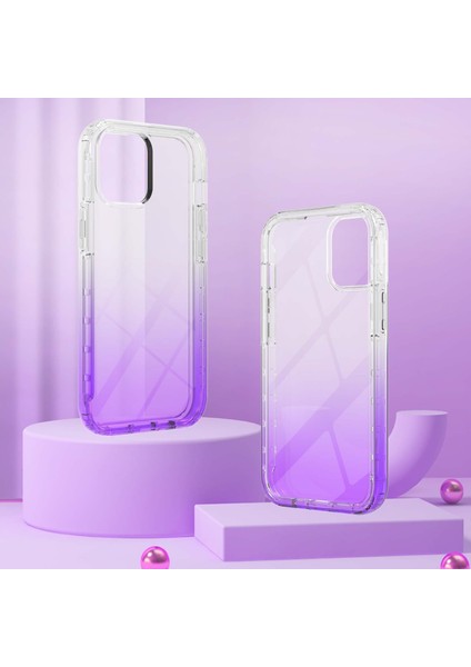 Apple iPhone 13 Telefon Kılıfı Şok Için Absorbed Tpu+Pc La1 Serisi Şeffaf Gradient Hibrit Kılıf Dahili Pet Screen Koruyucu 6.1 Inç-Morlu (Yurt Dışından) modelleri