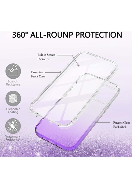 Apple iPhone 13 Telefon Kılıfı Şok Için Absorbed Tpu+Pc La1 Serisi Şeffaf Gradient Hibrit Kılıf Dahili Pet Screen Koruyucu 6.1 Inç-Morlu (Yurt Dışından) fırsatları