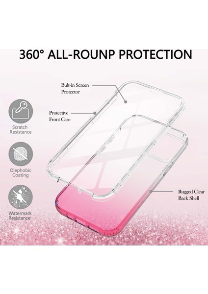 Apple iPhone 13 Telefon Kılıfı Şok Için Absorbed Tpu+Pc La1 Serisi Şeffaf Gradient Hibrit Kılıf Dahili Pet Screen Koruyucu 6.1 Inç-Kırmızı (Yurt Dışından) fırsatları