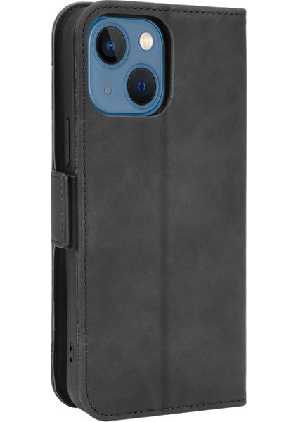 Apple iPhone 13 Telefon Kasası Için Çoklu Kart Yuvası Cüzdan Tasarımı Tam Koruma Deri Telefon Kapağı Stand 6.1 Inç-Siyah (Yurt Dışından) modelleri