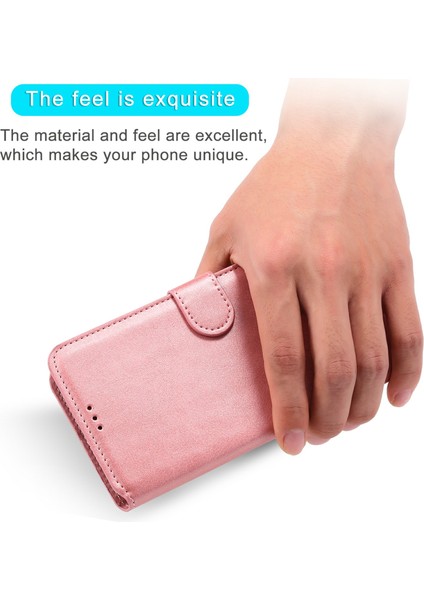 Tam Koruyucu Folio Flip Deri Cüzdan Telefonu Stant Kapağı Kapak Apple iPhone 13 6.1 Inç-Rose Altın (Yurt Dışından) fırsatları