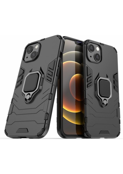 Apple iPhone 13 6.1 Inç-Black Için Ring Tutucu Kickstand ile Anti-Drop 2-1 Arada Pc Tpu Hibrit Kılıf (Yurt Dışından)