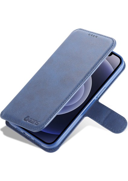 Apple iPhone 13 Telefon Kasası Manyetik Toka Anti-Güz Cüzdan Tasarımı Koruyucu Deri Telefon Kapağı Standı 6.1 Inç-Mavi (Yurt Dışından) fırsatları