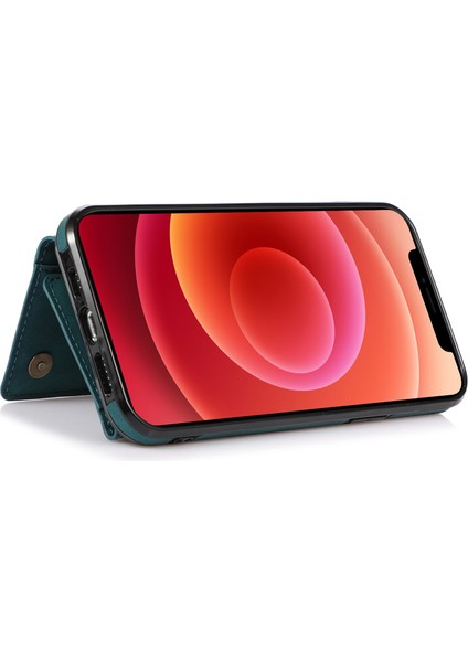 Apple iPhone 13 Telefon Kılıfı Için 6.1 Inç Üçlü Kart Tutucu Cüzdan Telefon Kickstand Cover Pu Deri+Tpu Şok Geçirmez Kasa Mavisi (Yurt Dışından) fiyatları