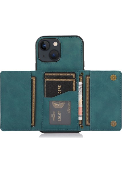 Apple iPhone 13 Telefon Kılıfı Için 6.1 Inç Üçlü Kart Tutucu Cüzdan Telefon Kickstand Cover Pu Deri+Tpu Şok Geçirmez Kasa Mavisi (Yurt Dışından) fırsatları