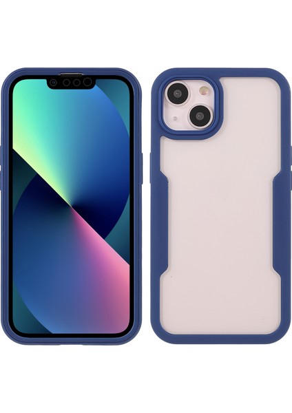 Apple iPhone 13 Telefon Kılıfı Pet Ekran Koruyucu+Akrilik Arka Panel+Tpu Çerçeve Telefon Hibrit Kapak Kılıfı 6.1 Inç-Dark Mavi (Yurt Dışından)