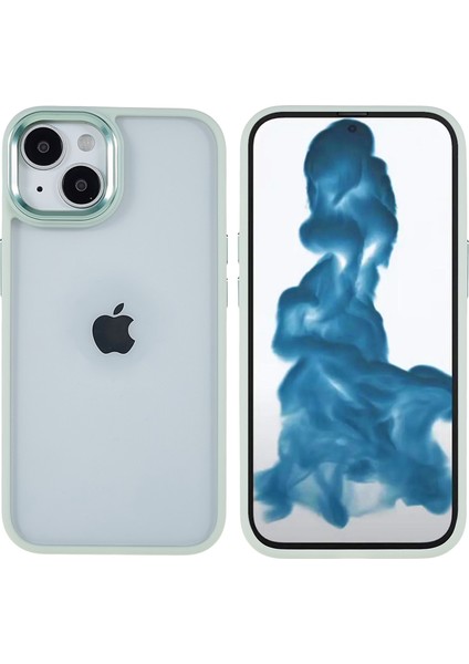 Apple iPhone 14 Telefon Kasası 6.1 Inç Şok Geçirmez Pc+Tpu Kapak Metal Kamera Lens Çerçeve Metal Düğmeleri Cep Telefonu Vaka Işığı Yeşil (Yurt Dışından)