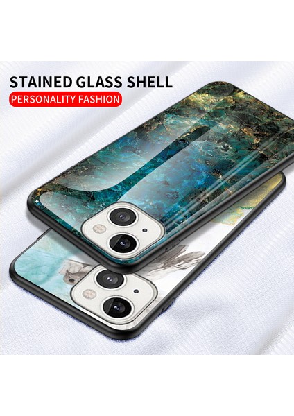 Apple iPhone 13 Telefon Kılıfı Için Mermer Tasarımı Lüks Temsilli Cam Geri Kapak Ince Şok Geçirmez Tpu Kenar Koruyucu Kılıf 6.1 Inç-Siyah (Yurt Dışından) fiyatları