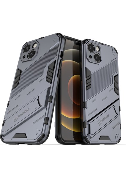 Apple iPhone 13 Telefon Kasası Kickstand Hibrid Çift Katman Sabit Pc Yumuşak Tpu Şok Geçirmez Koruyucu Kasa 6.1 Inç-Karanlık Mavi (Yurt Dışından)