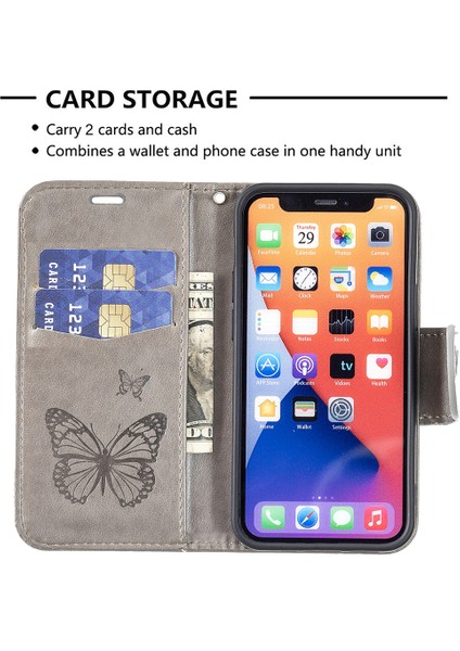 Apple iPhone 13 Telefon Kılıfı Için Baskı Pu Deri Deri Flip Cüzdan Kılıfı Stand ve Bilek Kayışı 6.1 Inç-Gre (Yurt Dışından) modelleri