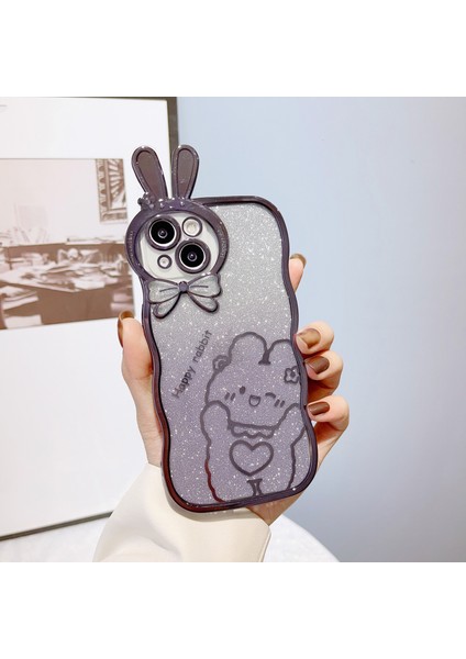 Apple iPhone 13 Telefon Kasası Için Önleme Önleyici Telefon Kasası 6.1 Inç Tavşan Tasarım Elektrapılaşma Yumuşak Tpu Kapak Gradient Glitter Telefon Kılıfı Doğru (Yurt Dışından)
