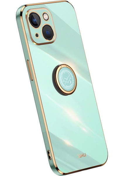 Apple iPhone 13 6.1 Inç Yüzük Kickstand Yumuşak Tpu Arka Kabuk Elektro-Örtme Altın Kenar Kasa Kapak-Chyan (Yurt Dışından)