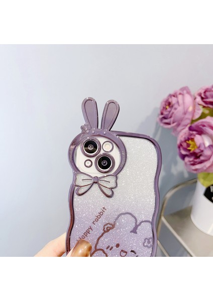 Apple iPhone 13 Telefon Kasası Için Önleme Önleyici Telefon Kasası 6.1 Inç Tavşan Tasarım Elektraplatma Yumuşak Tpu Kapak Gradyan Glitter Telefon Kılıfı Sarı (Yurt Dışından) modelleri