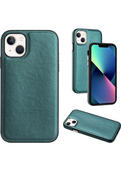Yb Deri Kaplama Serisi-6 Apple iPhone 13 Pu Deri+Tpu Kabuk Şok Emici Cep Telefonu Kılıf Yeşili (Yurt Dışından)
