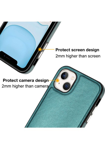 Yb Deri Kaplama Serisi-6 Apple iPhone 13 Pu Deri+Tpu Kabuk Şok Emici Cep Telefonu Kılıf Yeşili (Yurt Dışından)