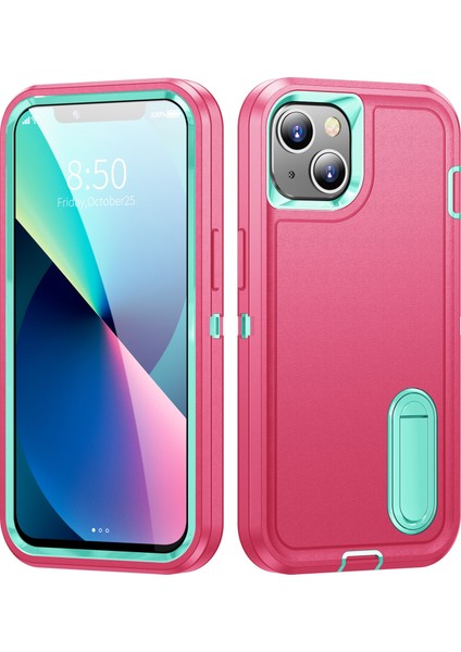 Apple iPhone 13 6.1 Inç Metal Kickstand Pc+Tpu Askeri Anti-Drop Koruma Telefon Kılıfı Kapak Gül Mavi (Yurt Dışından) fiyatları