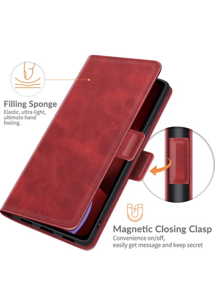 Apple iPhone 13 Telefon Kılıfı Pu Derisi Tam Koruma Cüzdan Kapak Stand Stand Stand Stand Kılıfı 6.1 Inç-Kırmızı (Yurt Dışından)