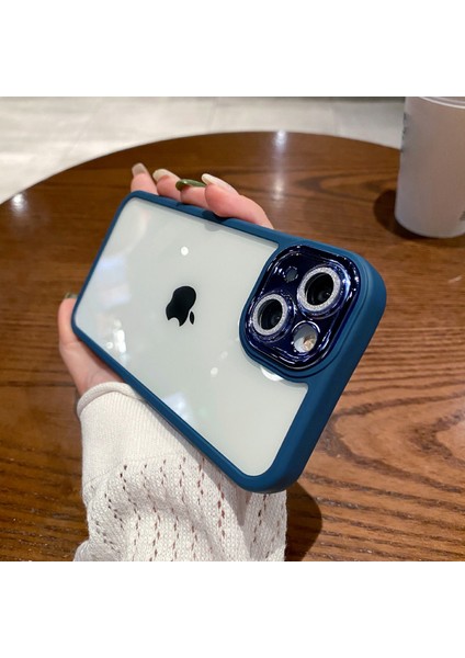 Apple iPhone 13 Telefon Kılıfı Için 6.1 Inç Elektrapan Kamera Lens Yüzük Telefon Kılıfı Sert Pc Yumuşak Tpu Şok Geçirmez Açık Kapak-Mavi (Yurt Dışından)