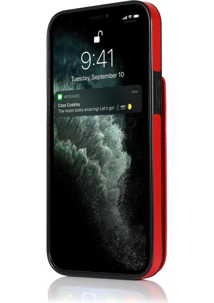Apple iPhone 13 Telefon Kılıfı Tutucu Tasarım Pu Deri+Tpu Doğru Renk Iyi Korunmuş Telefon Kasası Kickstand Kapak 6.1 Inç-Kırmızı (Yurt Dışından) fırsatları