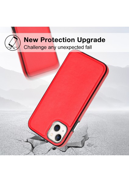 Yb Deri Kaplama Serisi-6 Apple iPhone 13 Pu Deri+Tpu Kabuk Şok Absorlama Cep Telefonu Kasa Kırmızısı (Yurt Dışından)