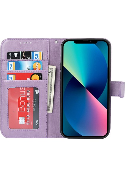Pu Deri Cüzdan Kapağı Yatay Stand Kabuğu Apple iPhone 13 6.1 Inç-Mor Için (Yurt Dışından) fırsatları