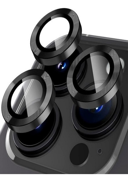 Apple iphone 13 Pro Kamera Lensi Koruma Camı Safir Metal Çerçeveli Hd Siyah Koruma Lensi