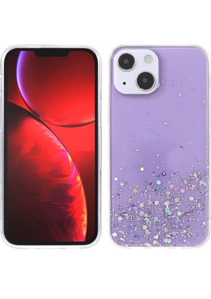 Apple iPhone 13 Telefon Kasası Için Işıltı Yıldızlı Gökyüzü Ince Işık Epoksi Anti Scratch Tpu Telefon Kasa Koruyucusu 6.1 Inç-Mor (Yurt Dışından)