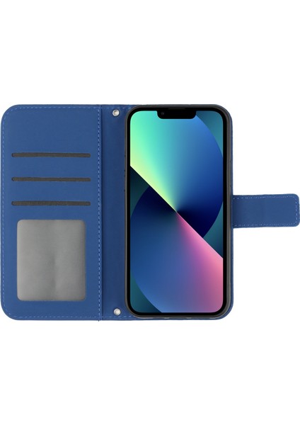 Apple iPhone 13 Telefon Kılıfı 6.1 Inç HT04 Baskılı Ayçiçeği Cilt Touch Pu Deri+Tpu Kılıf Stand Standı Cüzdan Telefon Kapağı Omuz Kayışı Sapfire (Yurt Dışından) fırsatları